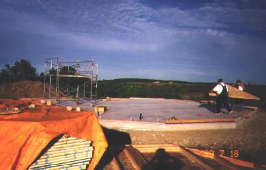 The first panel goes onto the slab.